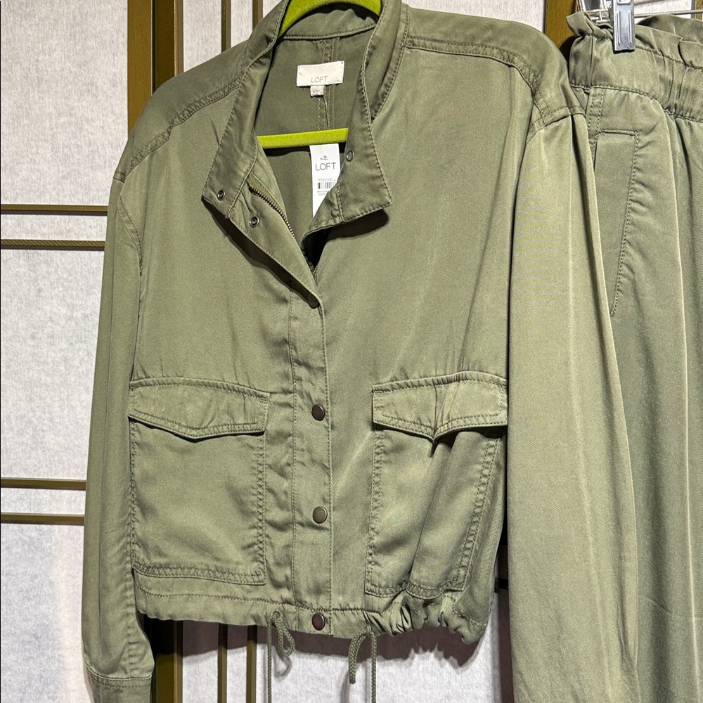 Army green loft, two-piece outfit extra small pants, small jacket new with tags
